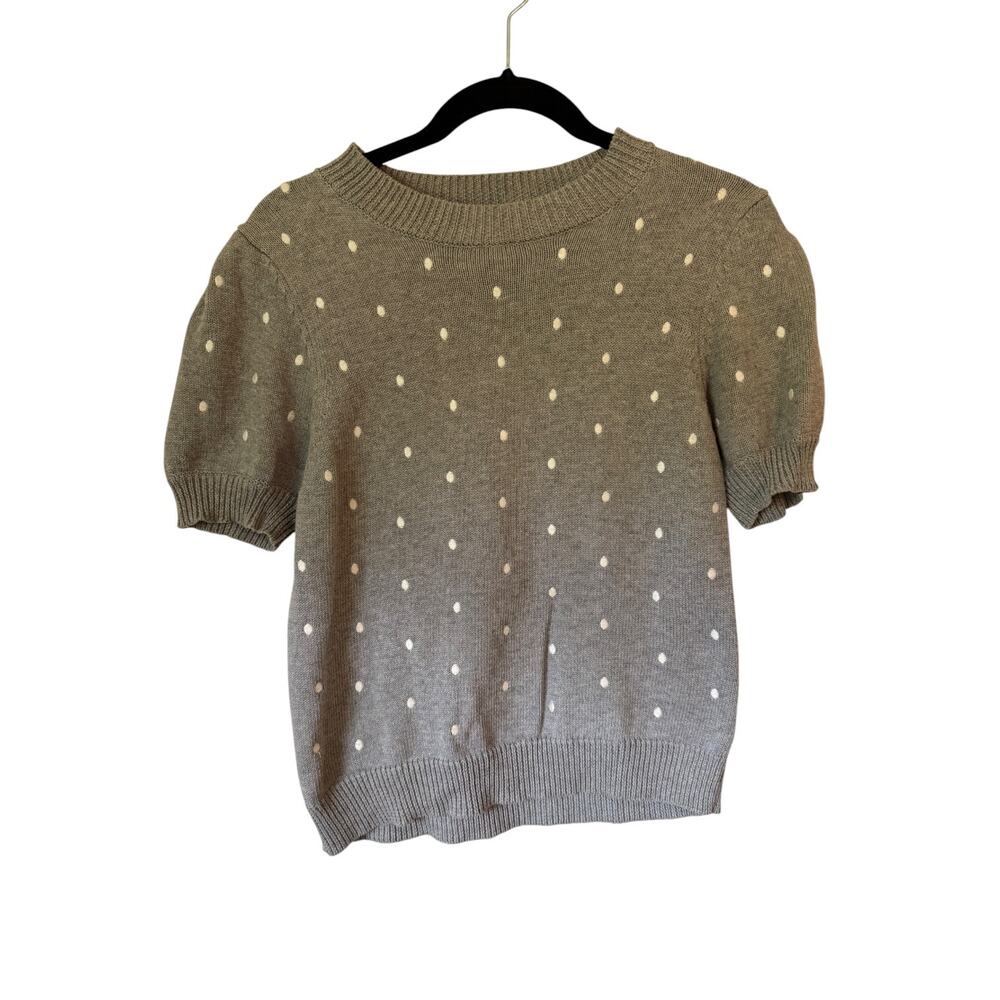 Y&I Robyn & Robin Polka Dot Puff Sleeve Sweater Top Women’s Small